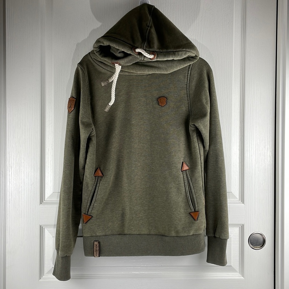 Olive Green Cozy Funnel Neck Women’s Sweater - Picture 4 of 12